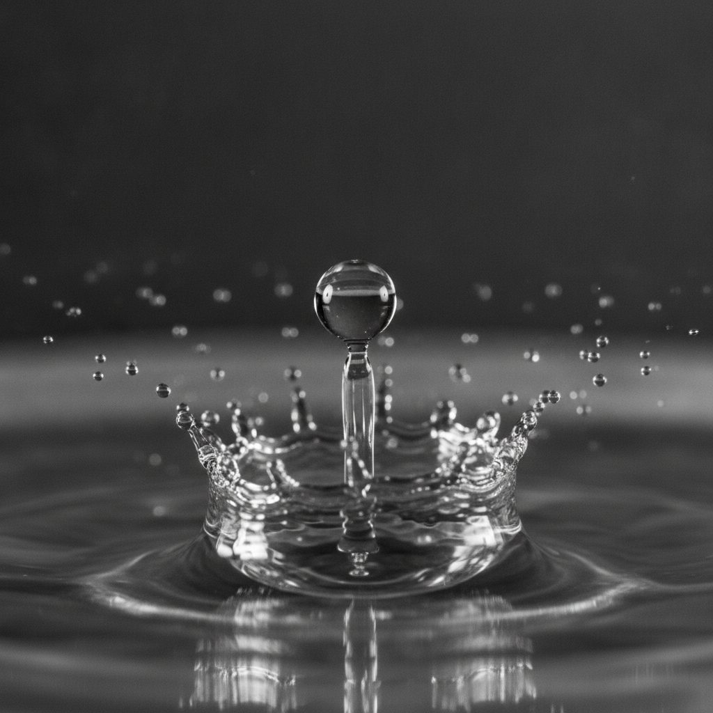 Perfume droplet impact, macro photography